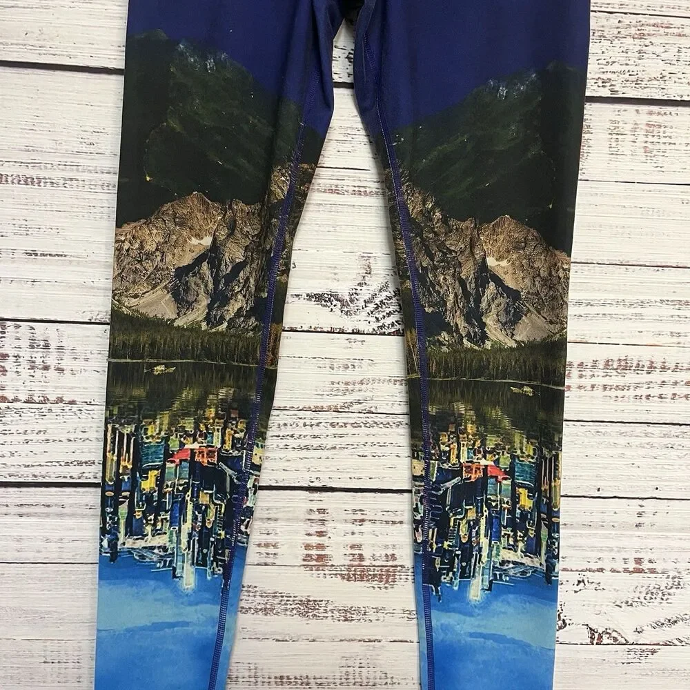 ALO Yoga High Waist Dreamscape Nature Airbrush Leggings Blue Womens Size S